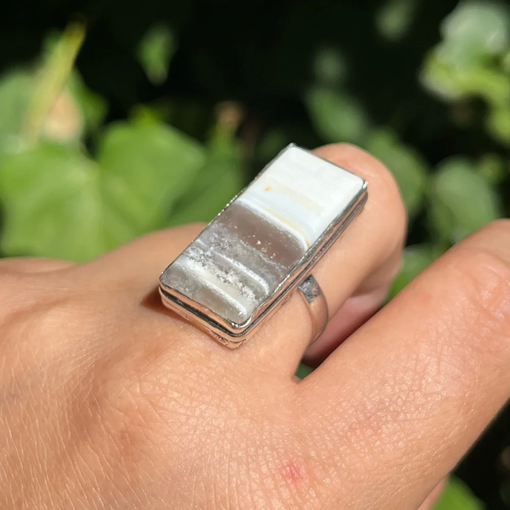 Size 8.5 925 silver plated‎ scenery Owhyee Opal ring